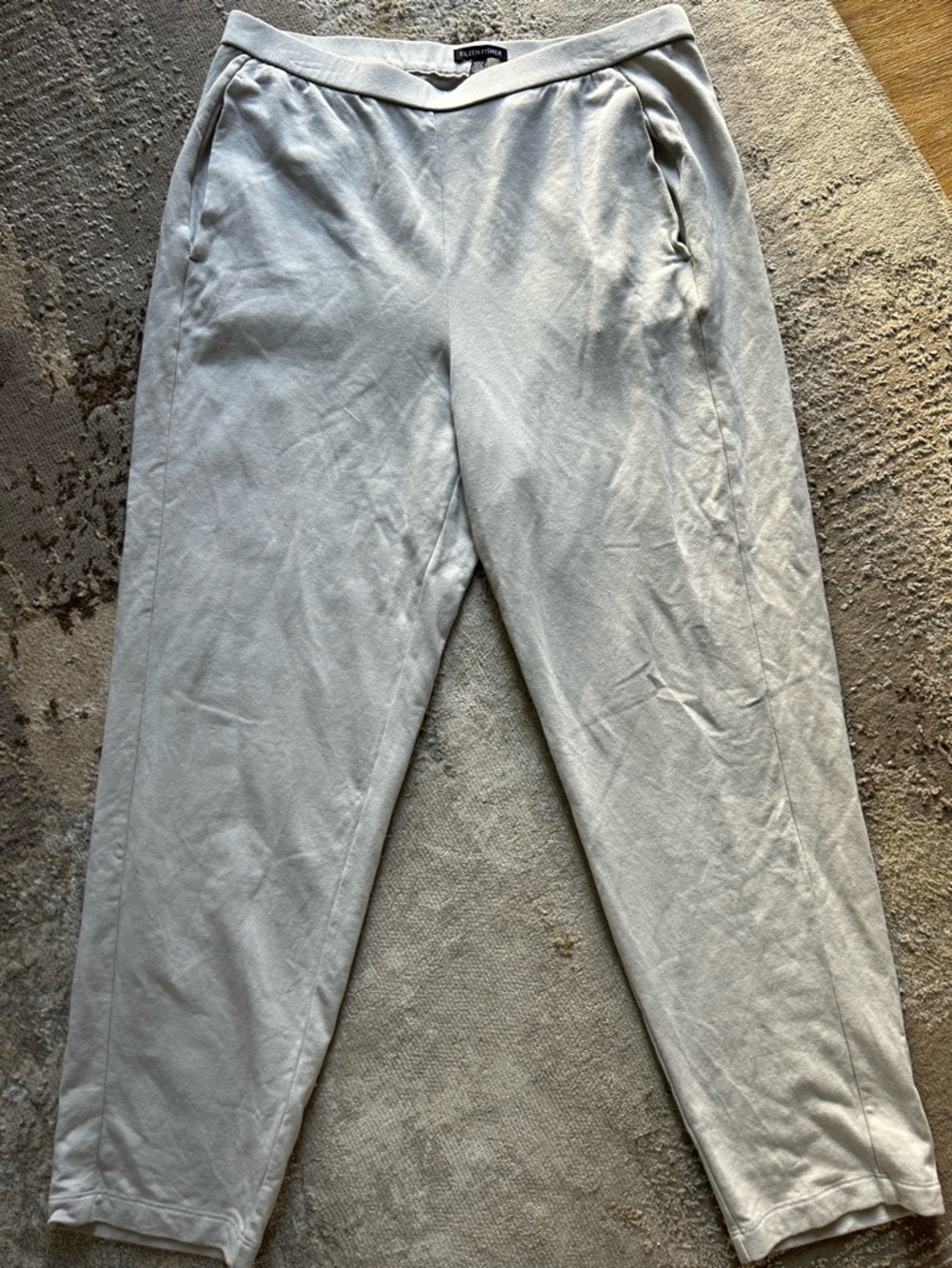 Eileen Fisher Tencel Organic Cotton Fleece Tapered Ankle pants Relaxed Fit Sz M